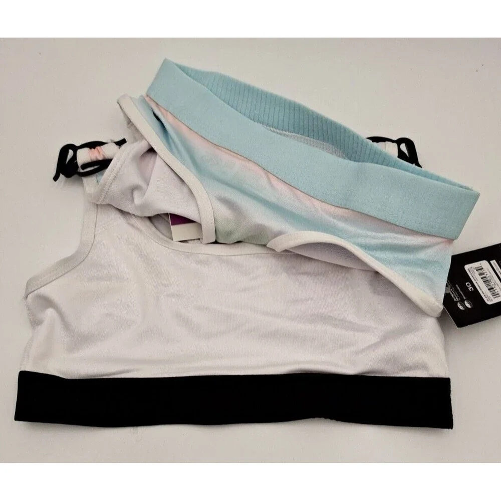 NWT Athletic Works Girls Racerback Sports Bra 2 Pack Size 30 Multicolor White
